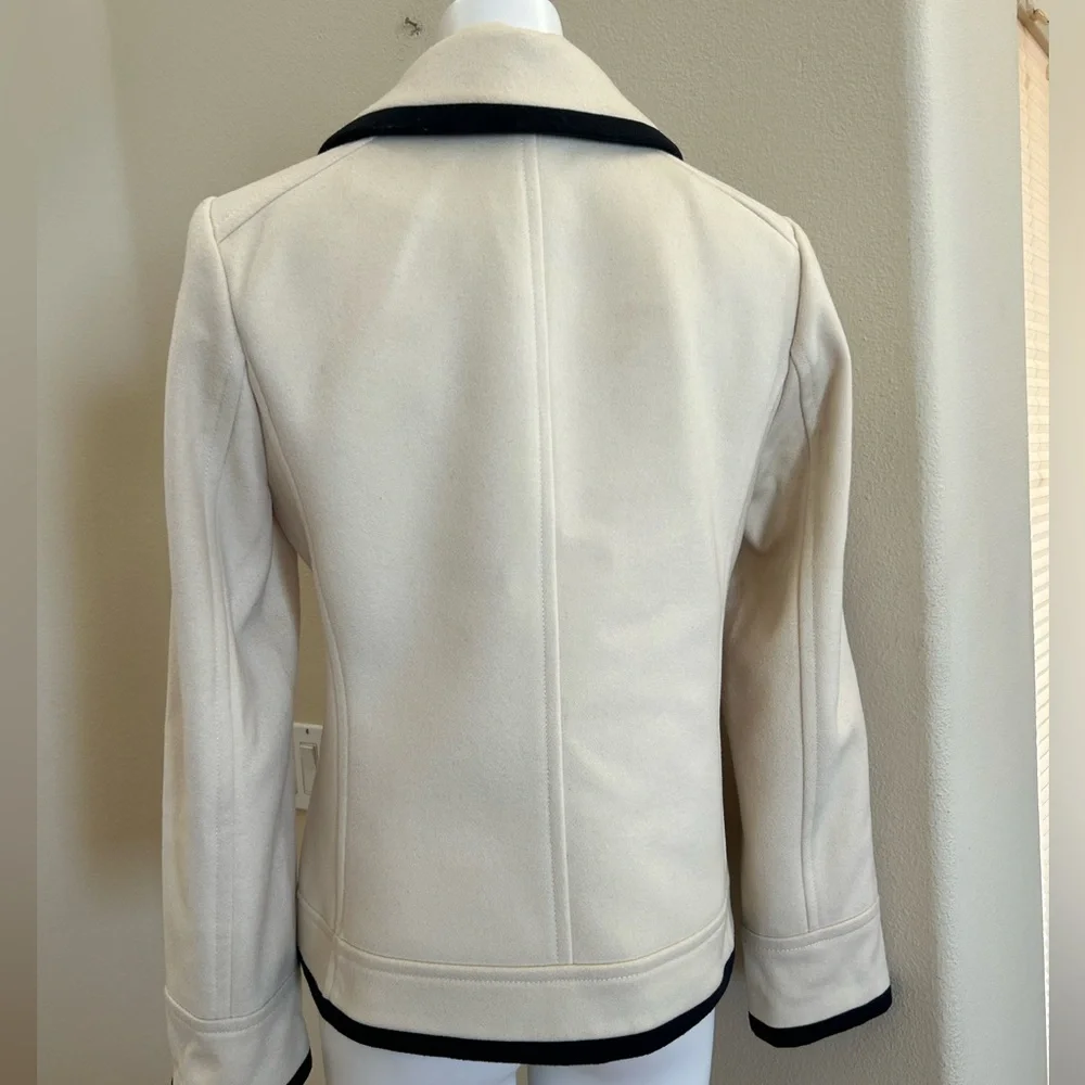 J. Crew Nello Gori Wool Peacoat 10 Double Breasted Off White Navy Blue / Black - Picture 3 of 11